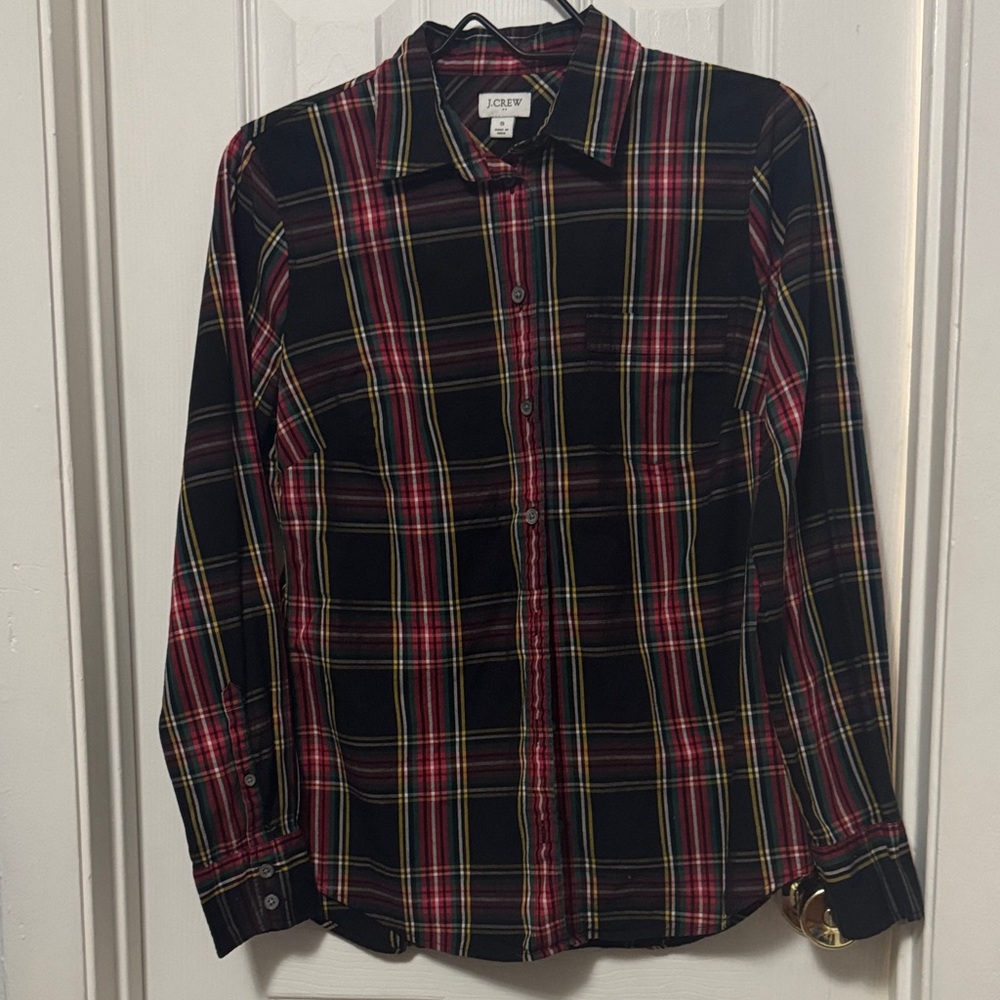 J. Crew women’s  Black and Red Plaid Button Down Shirt
